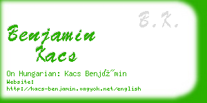 benjamin kacs business card